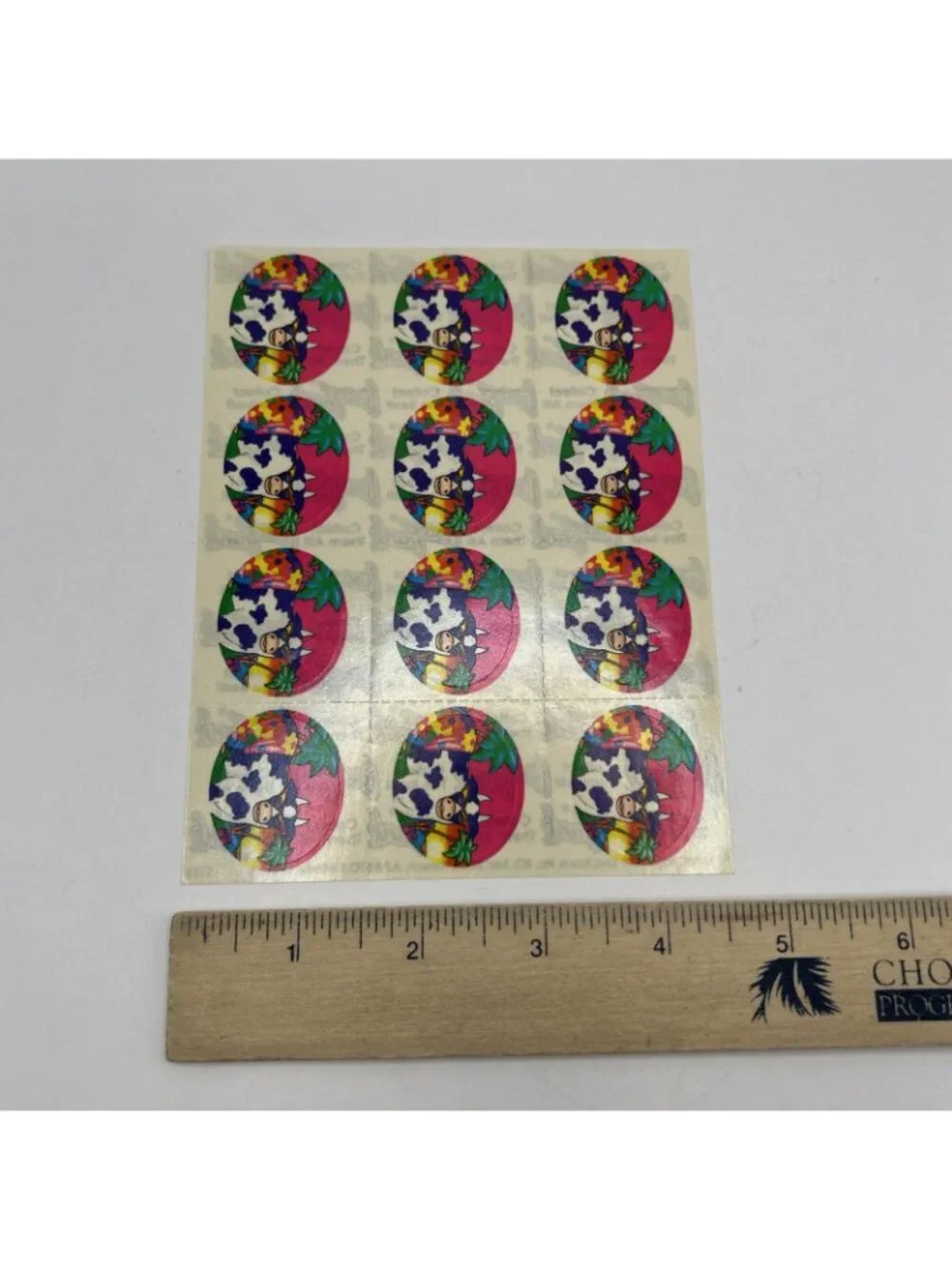 Lisa Frank #S112 FLOWER COWS PALM TREE FULL SHEET Stickers RARE VINTAGE Pink Fun